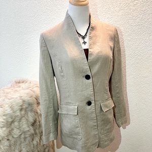Coldwater Creek Classic 100% Linen Jacket - Khaki - Fully Lined - size 4
